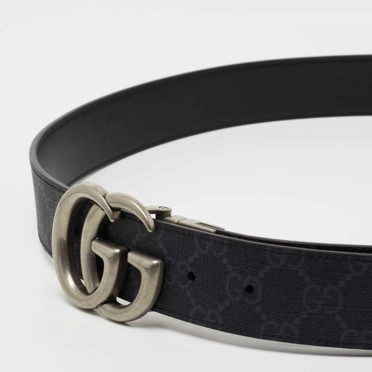 Pre Owned Gucci Grey GG Supreme Canvas Reversible Interlocking GG Buckle Belt 100CM