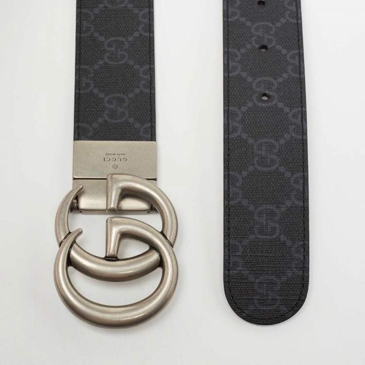 Pre Owned Gucci Grey GG Supreme Canvas Reversible Interlocking GG Buckle Belt 100CM