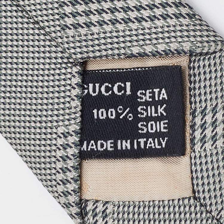 Pre Owned Gucci Vintage Grey Logo Jacquard Silk Tie