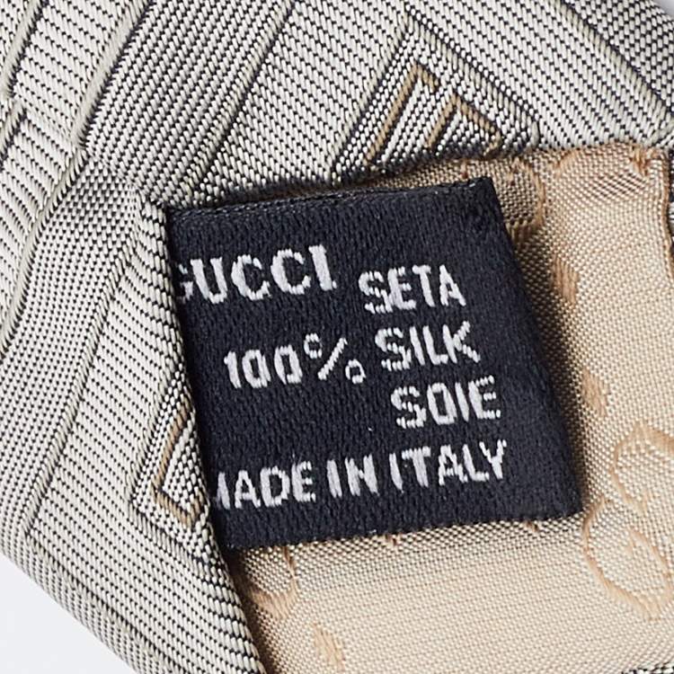 Pre Owned Gucci Grey G Silk Jacquard Tie