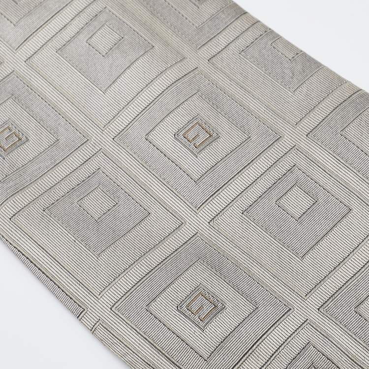 Pre Owned Gucci Grey G Silk Jacquard Tie