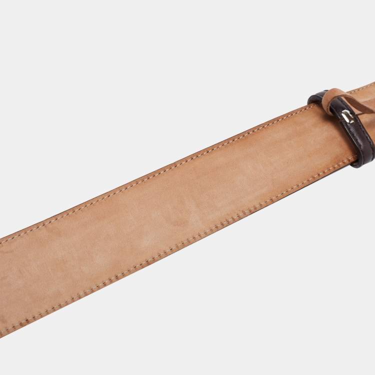 Pre Owned Gucci Dark Brown Guccissima Leather Interlocking G Buckle Belt 115CM
