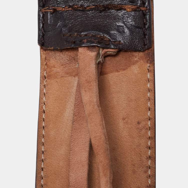 Pre Owned Gucci Dark Brown Guccissima Leather Interlocking G Buckle Belt 115CM