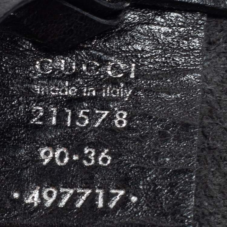Pre Owned Gucci Black Leather Anchor Buckle Belt 90CM