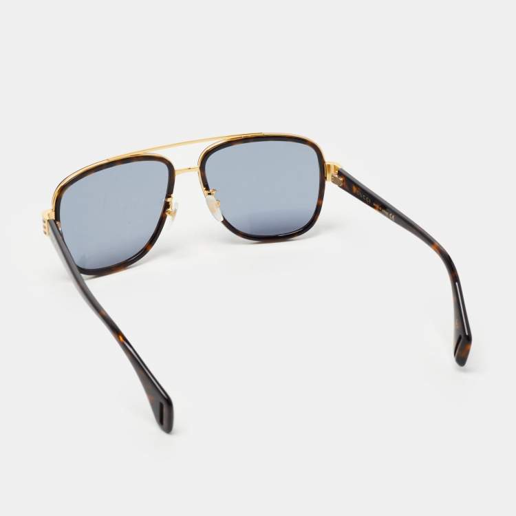 Pre Owned Gucci Dark Brown/Gold GG04448S Square Sunglasses