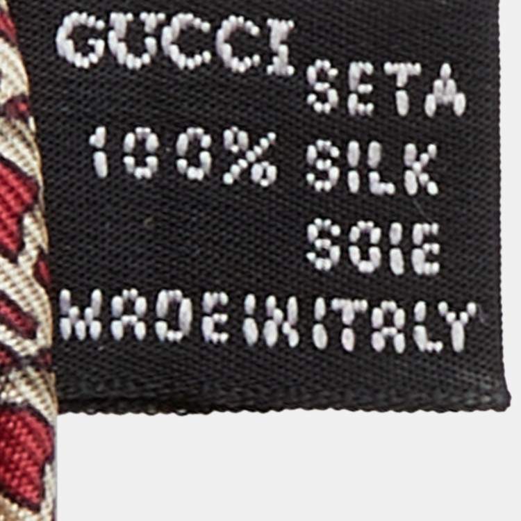 Pre Owned Gucci Burgundy Abstract Print Silk Tie