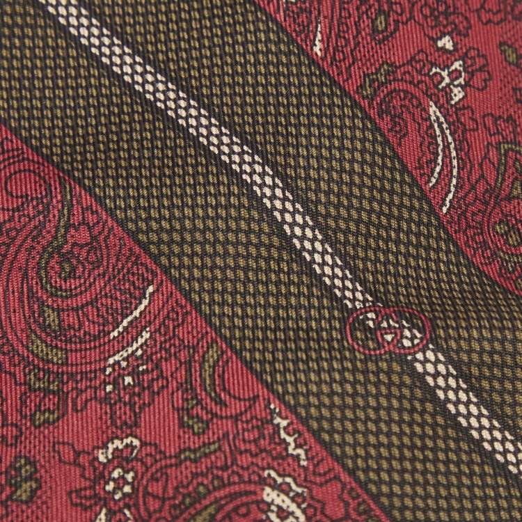 مملوكة مسبقًا Gucci Brown Paisley Print Silk Tie