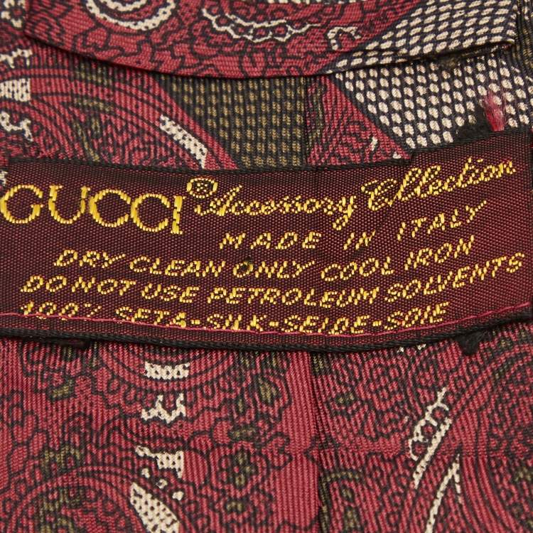 مملوكة مسبقًا Gucci Brown Paisley Print Silk Tie
