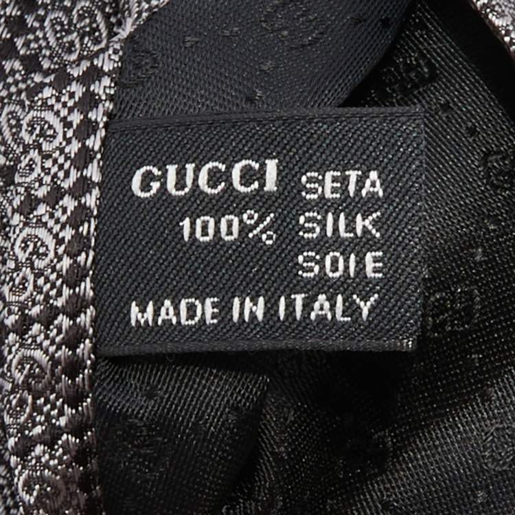 Pre Owned Gucci Black Logo Diamante Silk Jacquard Tie