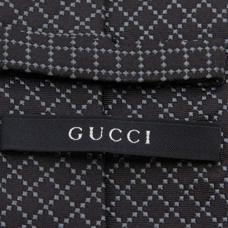 Pre Owned Gucci Black Diamante Silk Jacquard Tie