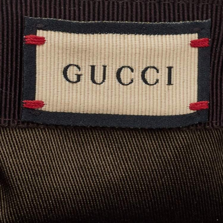 Pre Owned Gucci Beige Logo Monogram Web Stripe Detail Canvas Baseball Cap M
