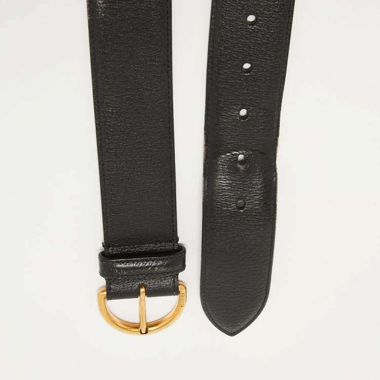 Pre Owned Gucci Black Leather D Buckle Belt 100CM