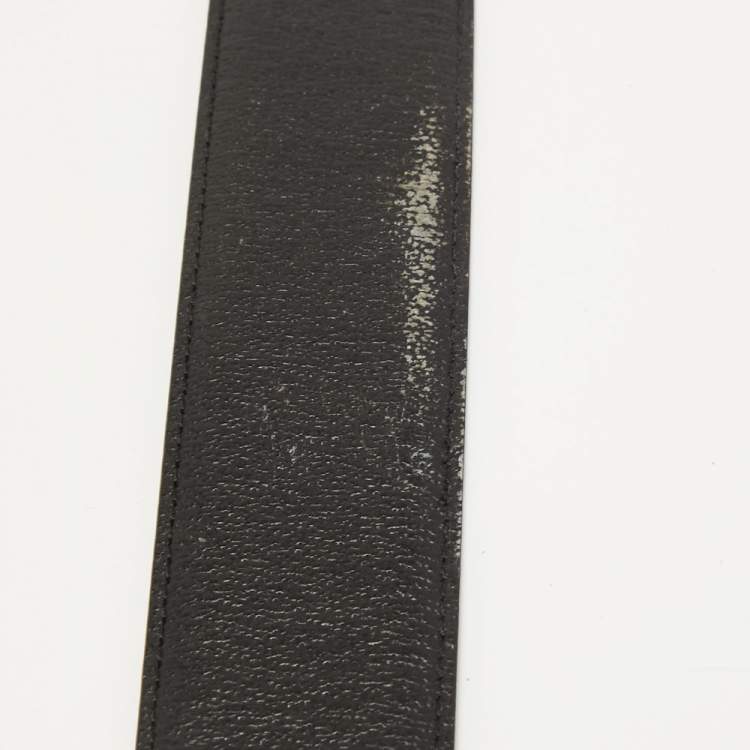 Pre Owned Gucci Black Leather D Buckle Belt 100CM