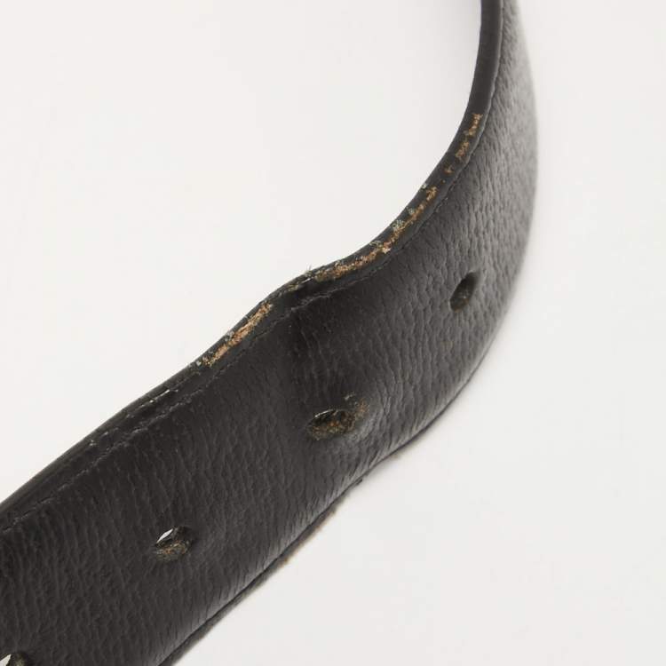 Pre Owned Gucci Black Leather D Buckle Belt 100CM