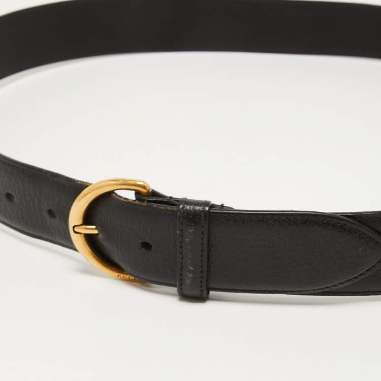 Pre Owned Gucci Black Leather D Buckle Belt 100CM