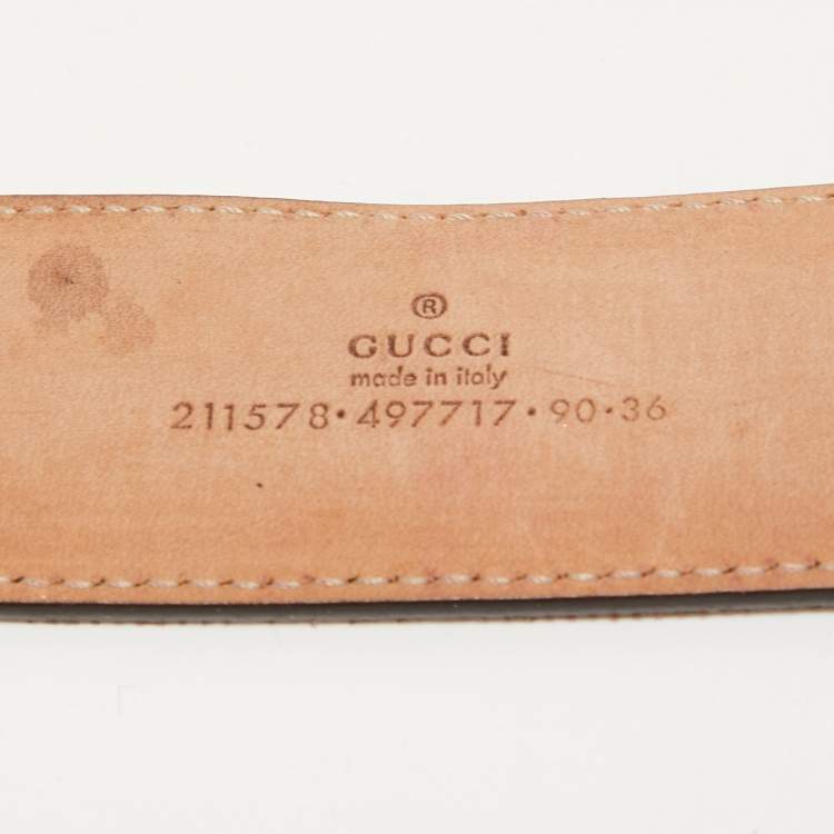 Pre Owned Gucci White/Red GG Supreme Canvas and Leather Anchor Buckle Belt 90CM