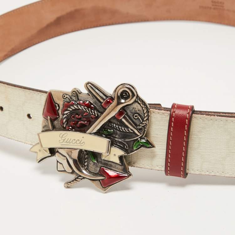 Leather belt Louis Vuitton x Supreme Red size 100 cm in Leather