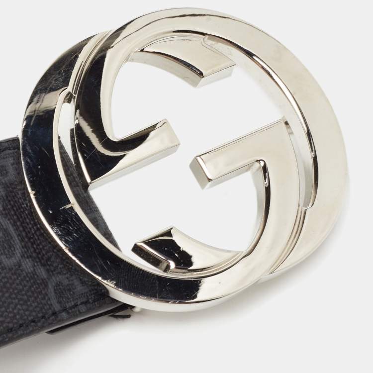 Pre Owned Gucci Black Supreme Canvas Interlocking G Belt 90CM