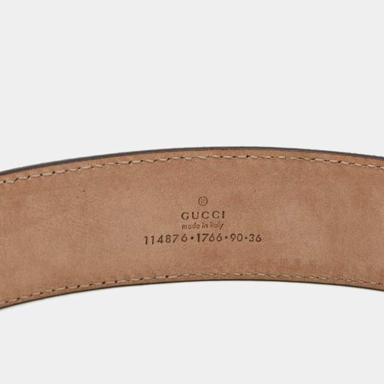 Pre Owned Gucci Dark Blue GG Imprime Coated Canvas Interlocking G Belt Size 90CM