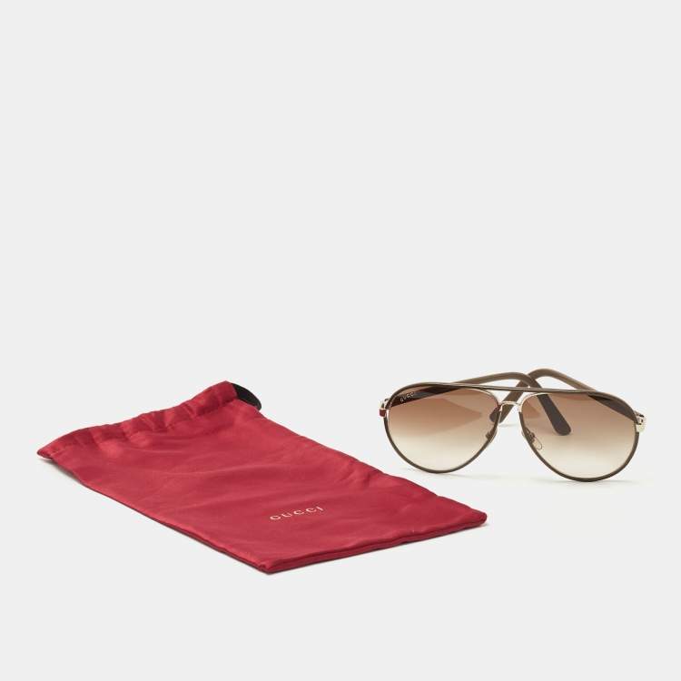 مملوكة مسبقًا Gucci Brown Gradient Covered Aviator Sunglasses