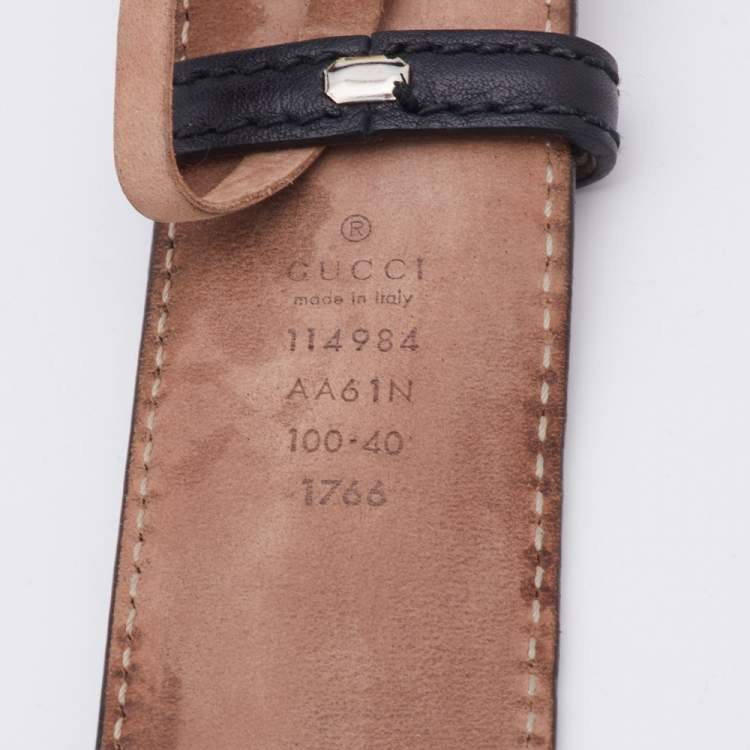 Pre Owned Gucci Black Guccissima Leather Interlocking G Buckle Belt 100CM