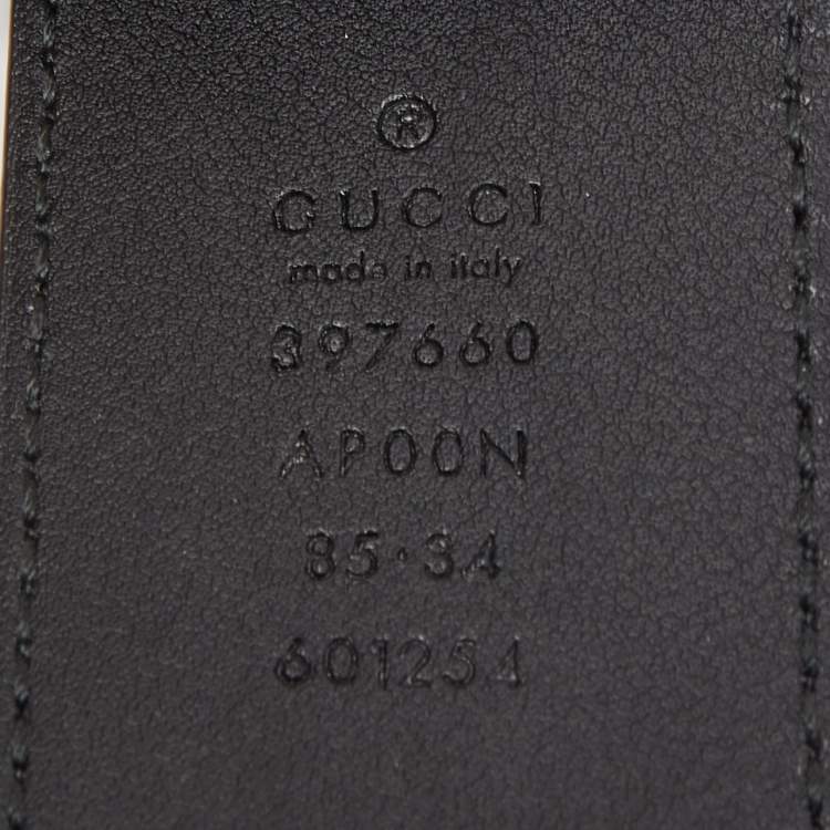 Pre Owned Gucci Black Leather GG Marmont Buckle Belt 85CM
