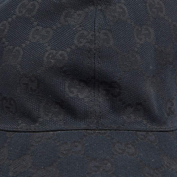 Pre Owned Gucci Black Guccissima Canvas Web Detail Baseball Cap S