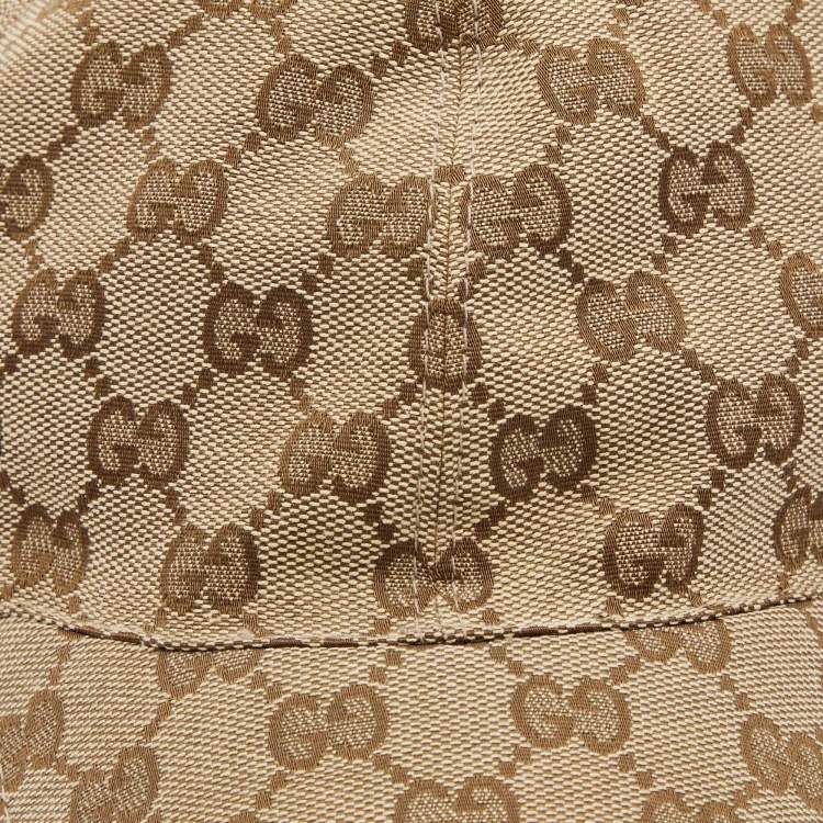 Pre Owned Gucci Beige GG Canvas Web Trim Detail  Baseball Cap L