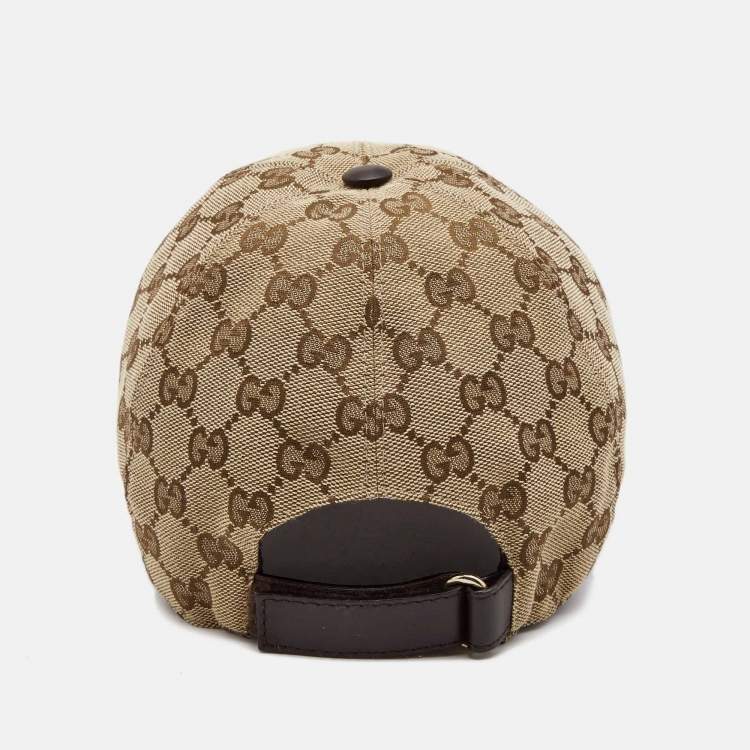 Pre Owned Gucci Beige GG Canvas Web Trim Detail  Baseball Cap L