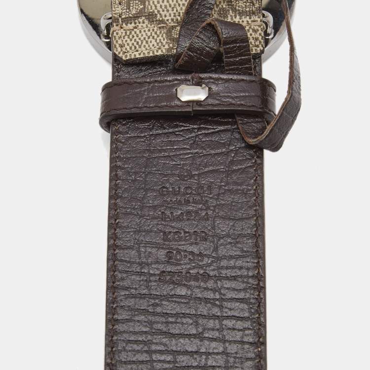 Pre Owned Gucci Beige GG Supreme Canvas Interlocking G Buckle Belt 90CM