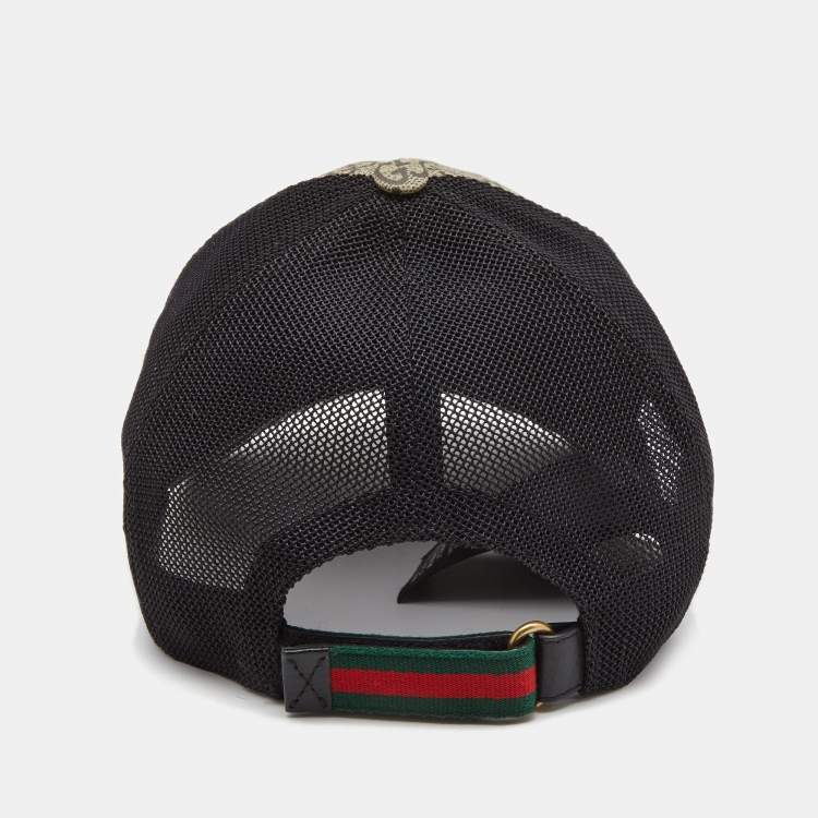 Pre Owned Gucci Beige Kingsnake Print GG Supreme Canvas Baseball Cap M