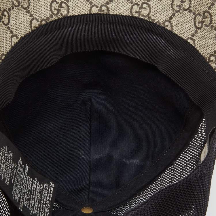 Pre Owned Gucci Beige Kingsnake Print GG Supreme Canvas Baseball Cap M