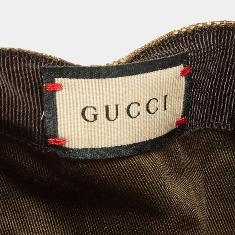 Pre Owned Gucci Beige/Ebony Web Detail Original GG Canvas Baseball Hat L