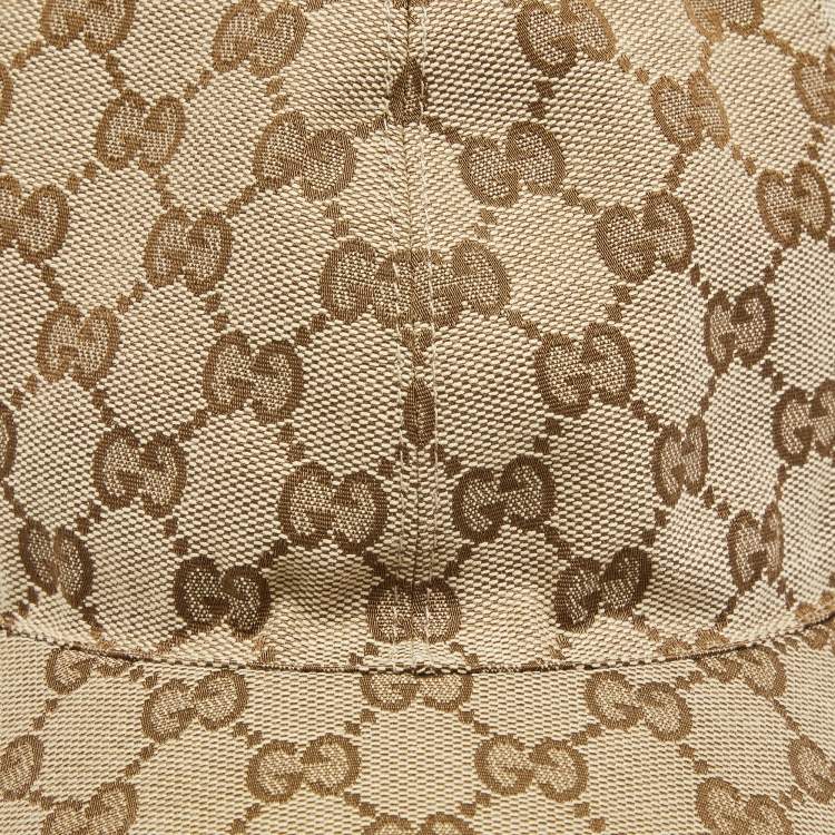 Pre Owned Gucci Beige/Ebony Web Detail Original GG Canvas Baseball Hat L