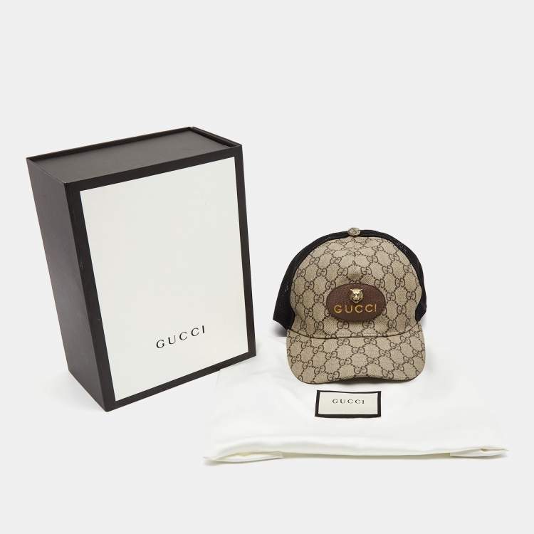 Pre Owned Gucci Beige Tiger GG Supreme Canvas Baseball Cap M