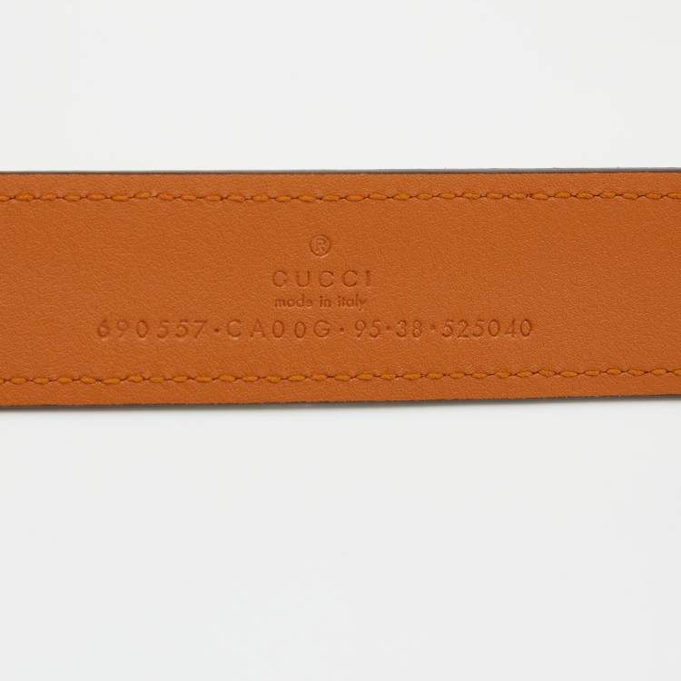 Pre Owned Gucci Rust Suede Interlocking G Buckle Belt 95CM