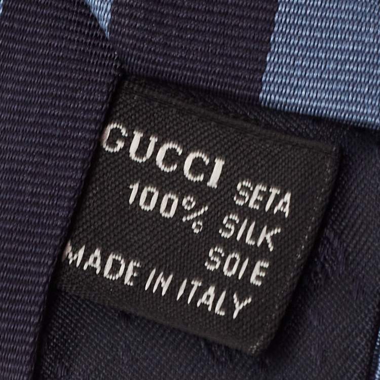 Pre Owned Gucci Navy Blue Diagonale Striped Silk Tie