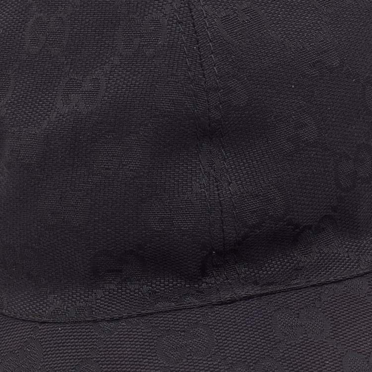 Pre Owned Gucci Black GG Supreme Web Detail Cotton Blend Baseball Cap S