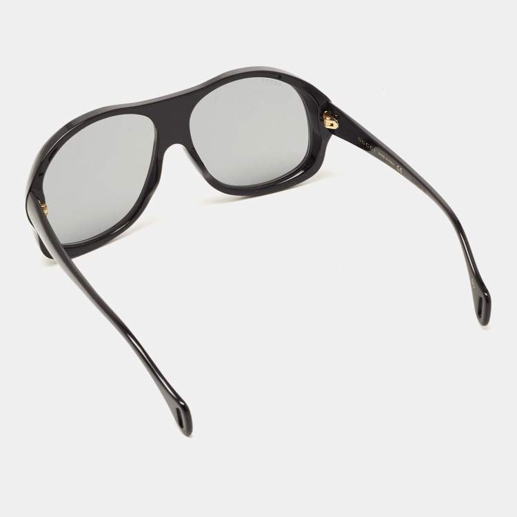 Pre Owned Gucci Black/Grey GG0243S Oversized Round Sunglasses