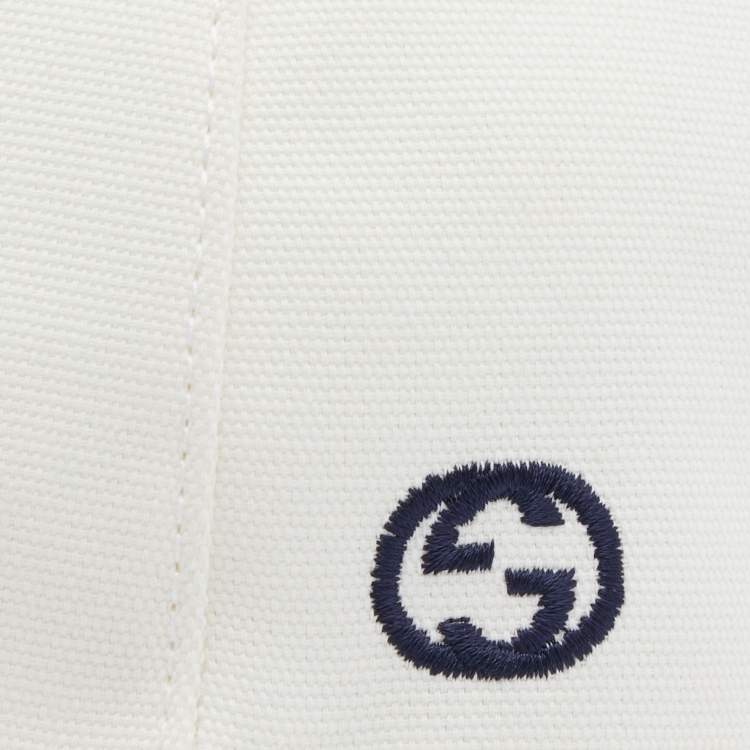 Pre Owned Gucci White Logo Embroidered Cotton Canvas Baseball Cap M