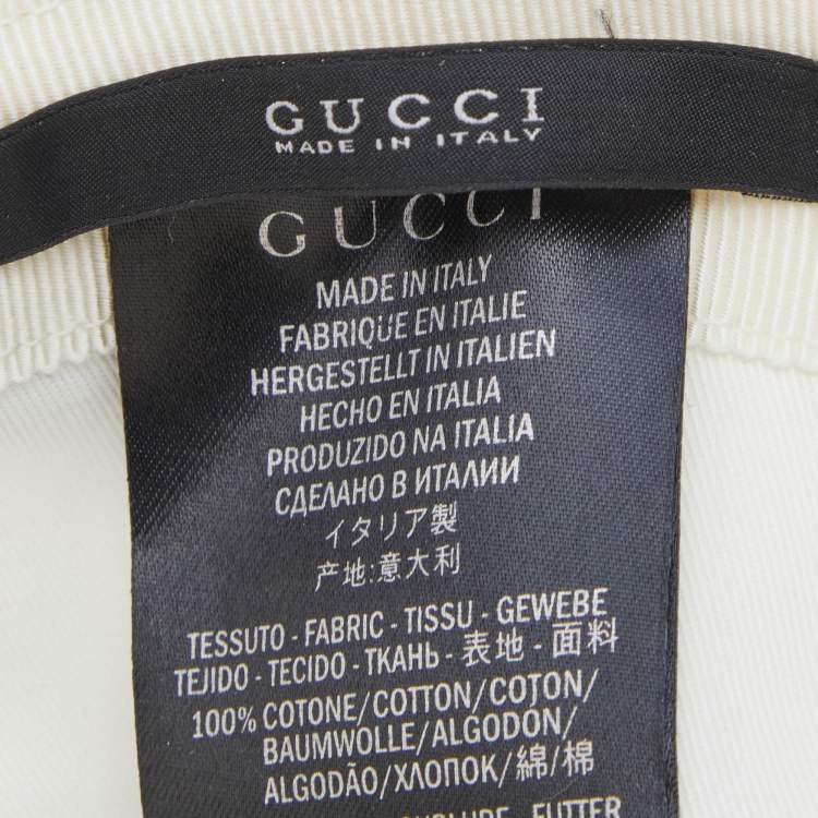 Pre Owned Gucci White Logo Embroidered Cotton Canvas Baseball Cap M