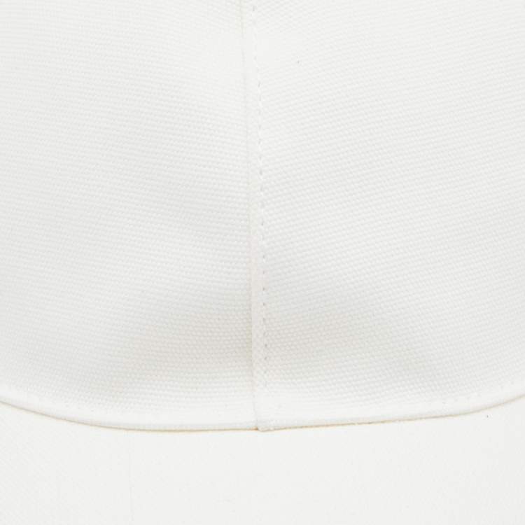 Pre Owned Gucci White Logo Embroidered Cotton Canvas Baseball Cap M