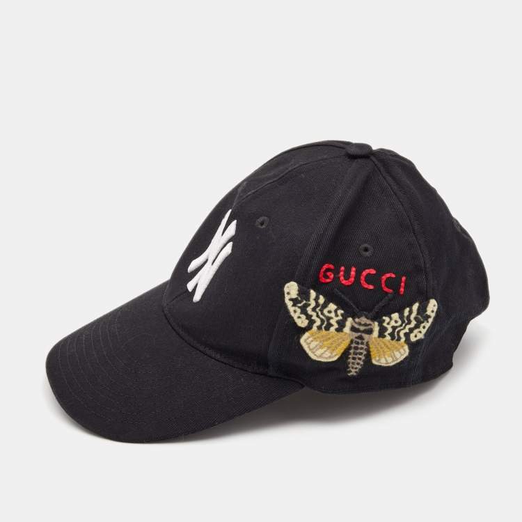 Pre Owned Gucci Black NY Yankees Butterfly Cotton Baseball Cap