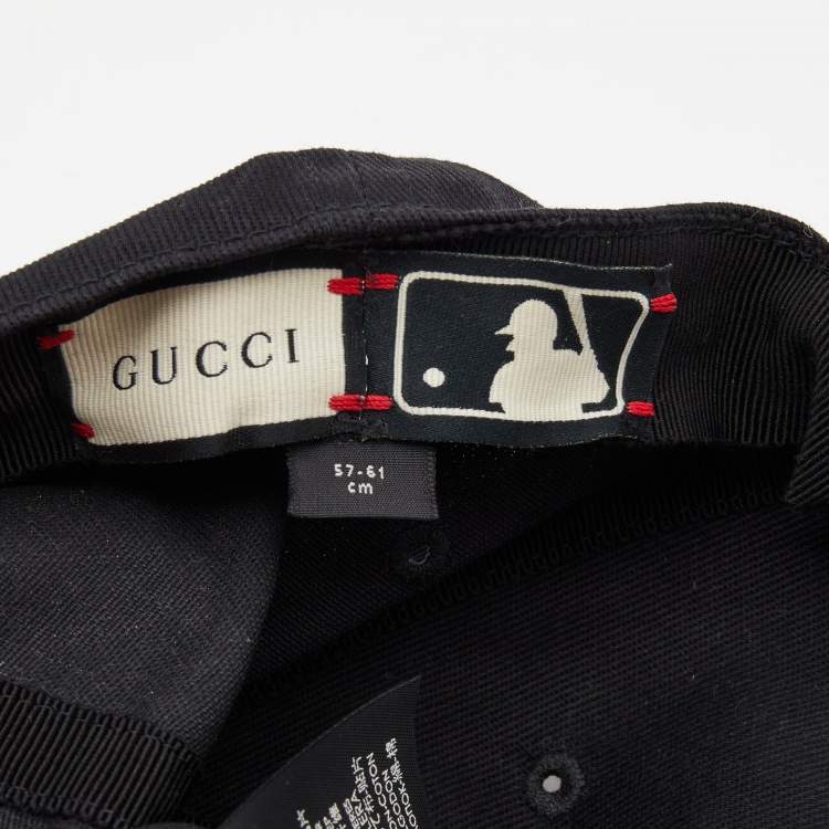 Pre Owned Gucci Black NY Yankees Butterfly Cotton Baseball Cap