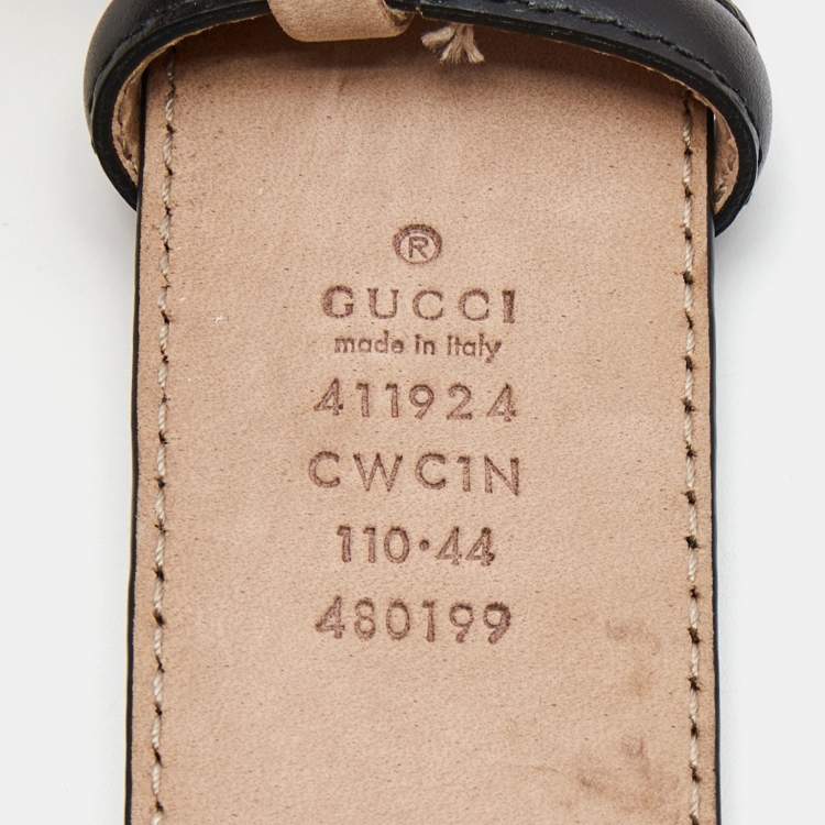مملوكة مسبقًا Gucci Black Guccissima Leather Interlocking G Buckle Belt 110CM