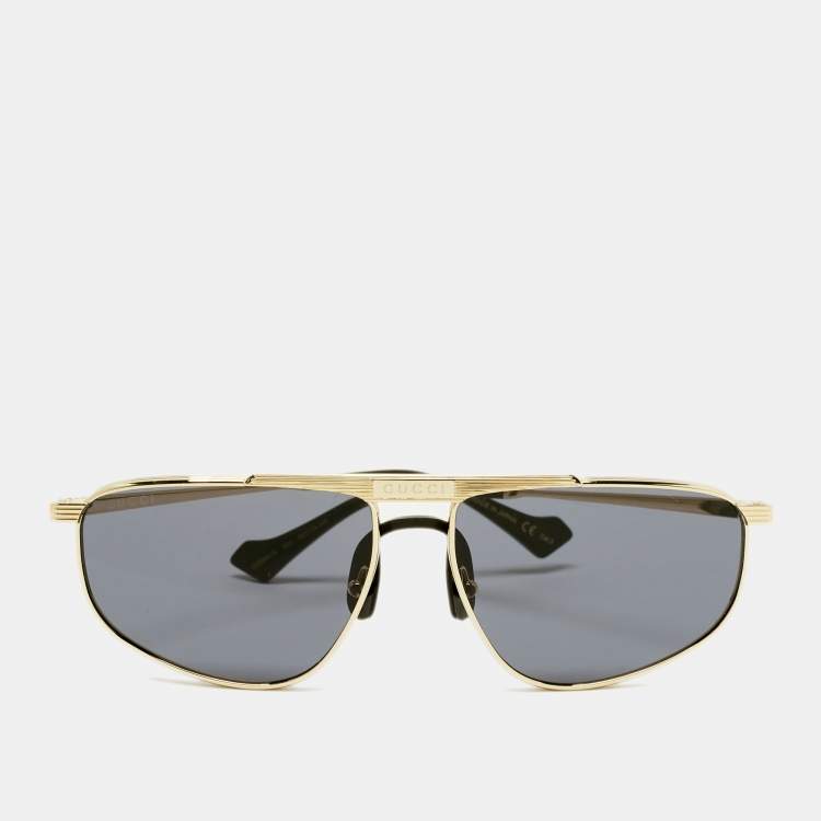 مملوكة مسبقًا Gucci Black/Gold Metal Frame Aviator Sunglasses