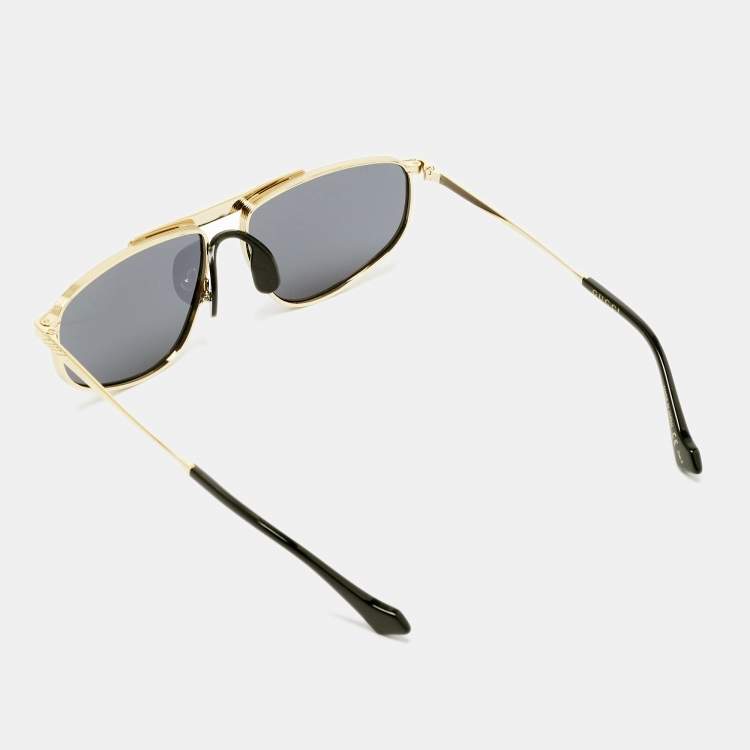 مملوكة مسبقًا Gucci Black/Gold Metal Frame Aviator Sunglasses