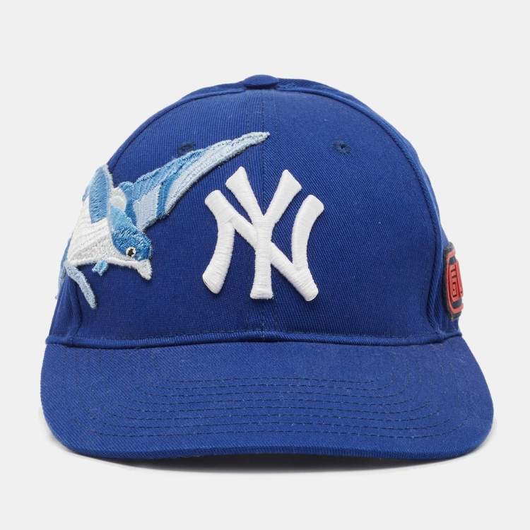 Gucci Blue NY Yankees Bird Embroidered Cotton Baseball Cap
