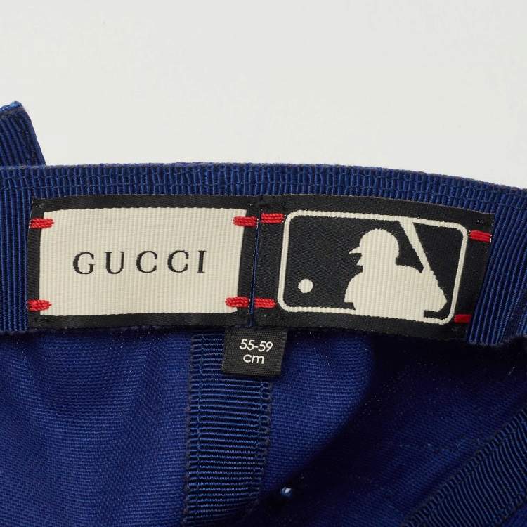 Pre Owned Gucci Blue NY Yankees Bird Embroidered Cotton Baseball Cap 