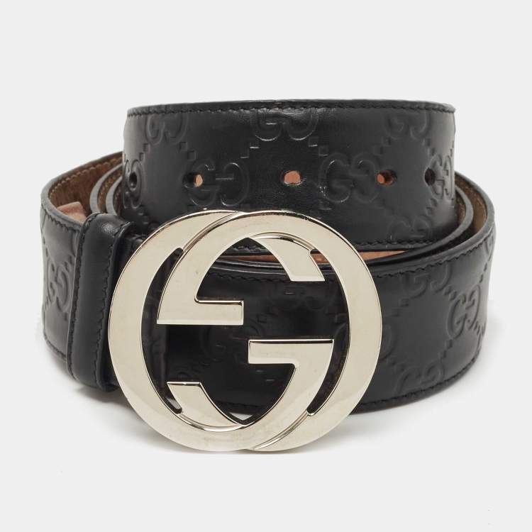 Gucci Guccissima Black Leather Interlocking G Buckle Belt Gucci | The ...